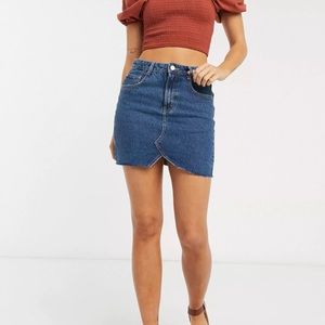 Raw hem denim skirt